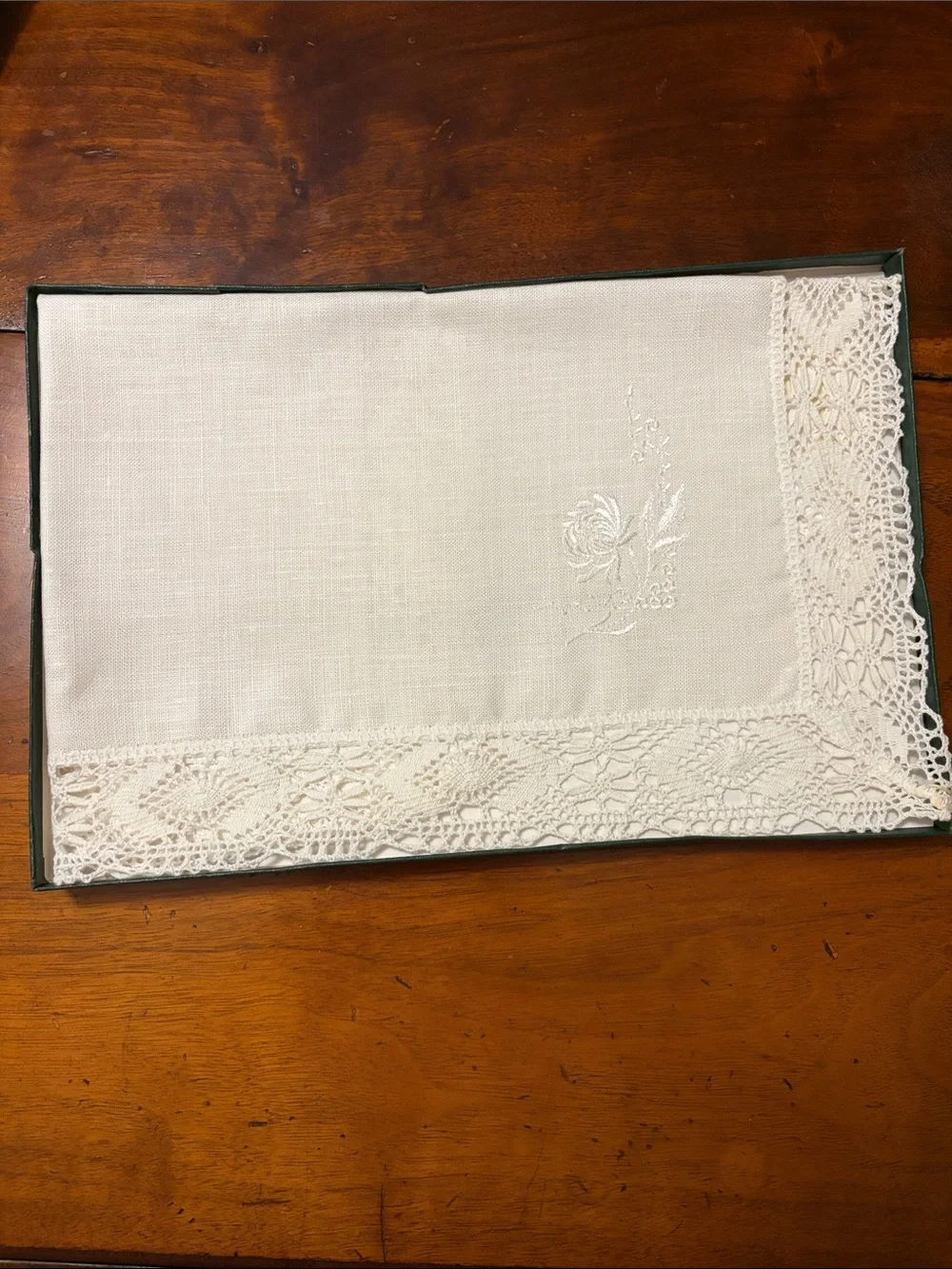 Vintage Irish Linen 12x18 White Lace Embroidered NIB